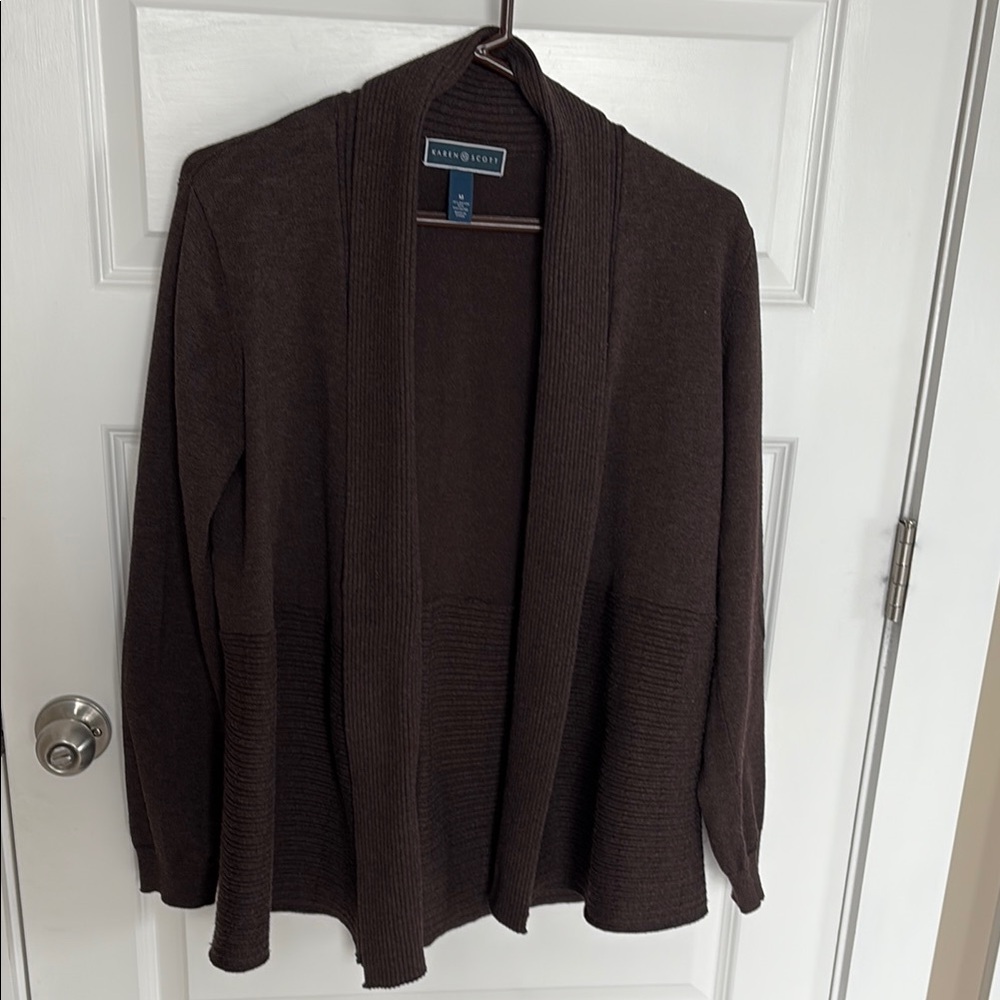 Brown Open Front Cardigan